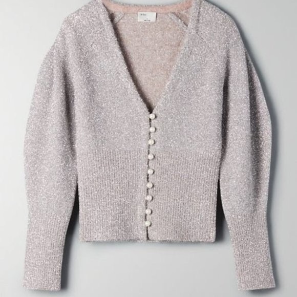 Wilfred Le Fou Aritzia Jive Sweater Size Large Shimmery Metallic - Picture 3 of 13